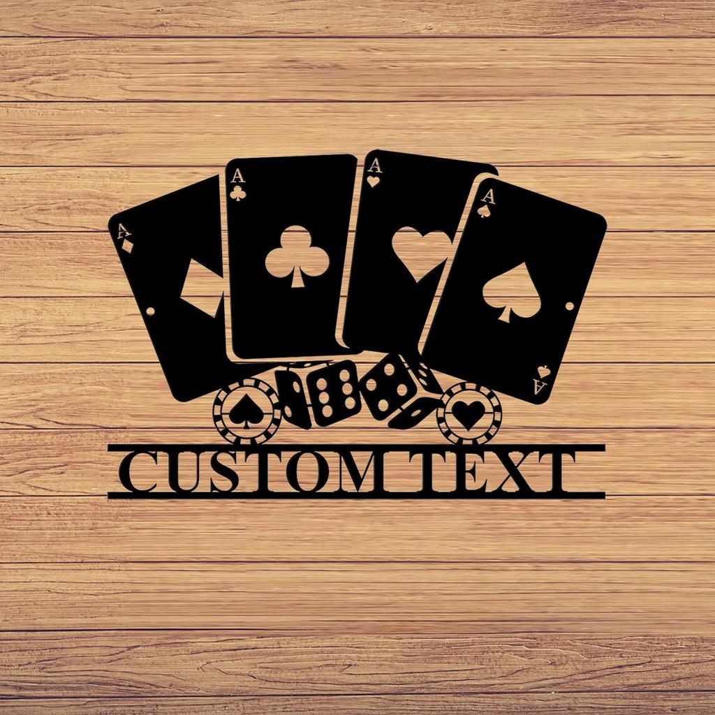 Metal Wall Art Poker Player Gift Casino Decor Playing Card Sign Man Cave Game Room
