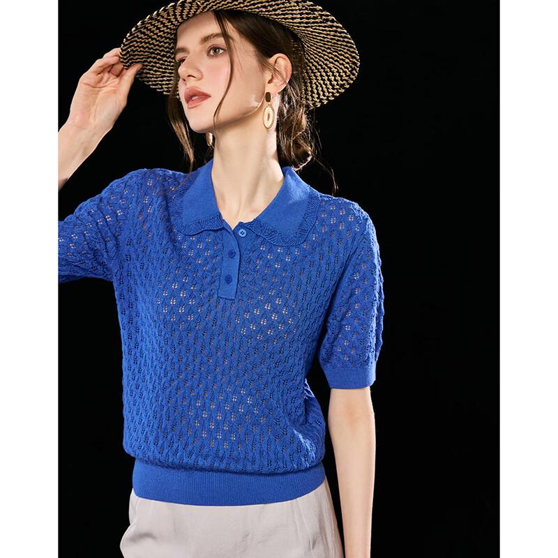 Wudao Women's Polo Crochet Knit Top
