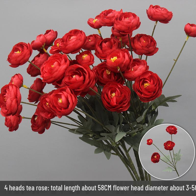 10-Piece Burgundy Floral Décor Set: Red-Toned Artificial Flowers, Mat, Aisle Runner, Wedding Decoration