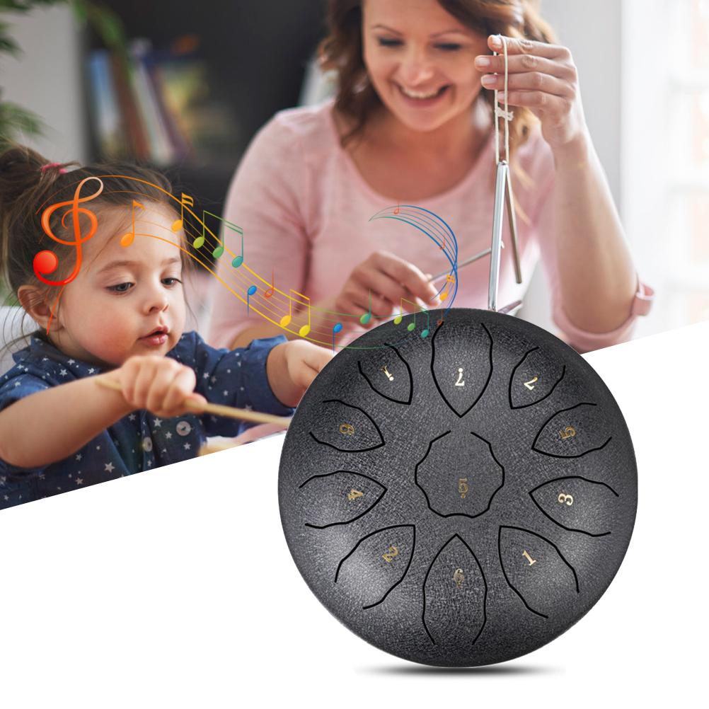 Hanpan Drum 8 Inch 11 Notes Tongue Drum Steel Tongue Drum Percussion Instrument with Bag Music Book