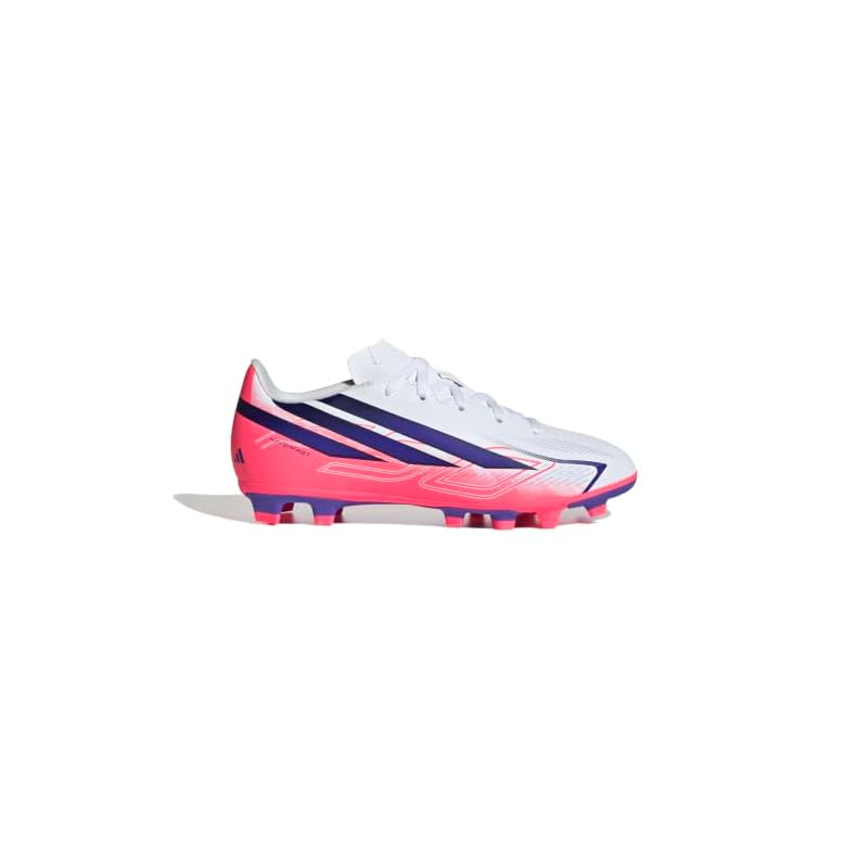 [Adidas] F50 HYPERFAST Club FxG Soccer Cleats for Boys, Size OMS25, Footwear White/Solar Purple/Solar Turbo (KK1308), Size 23.0 cm