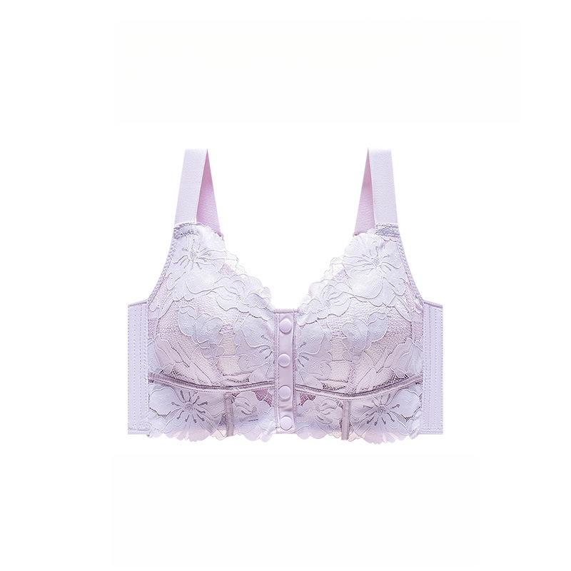 Front Button Lingerie Women's Summer Thin and Beautiful Back Lingerie Gathered Bra Plus Size Bra