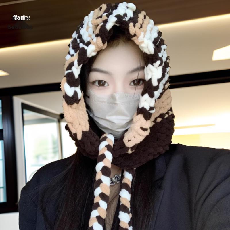 Korean Chunky Knit Women's Winter Hat - Large Fit, Handcrafted, Warm Wool Outdoor Beanie