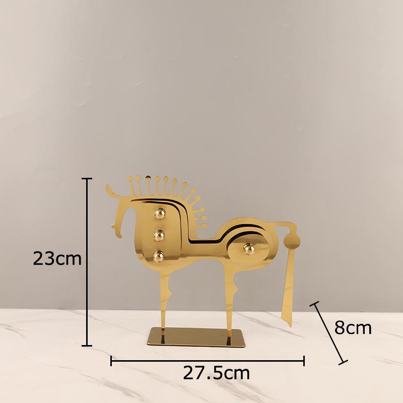 Abstract Golden Horse Metal Animal Sculpture Desk Decoration Ornaments Modern Crafts Creative Animal Statue Room Aesthetic Decor