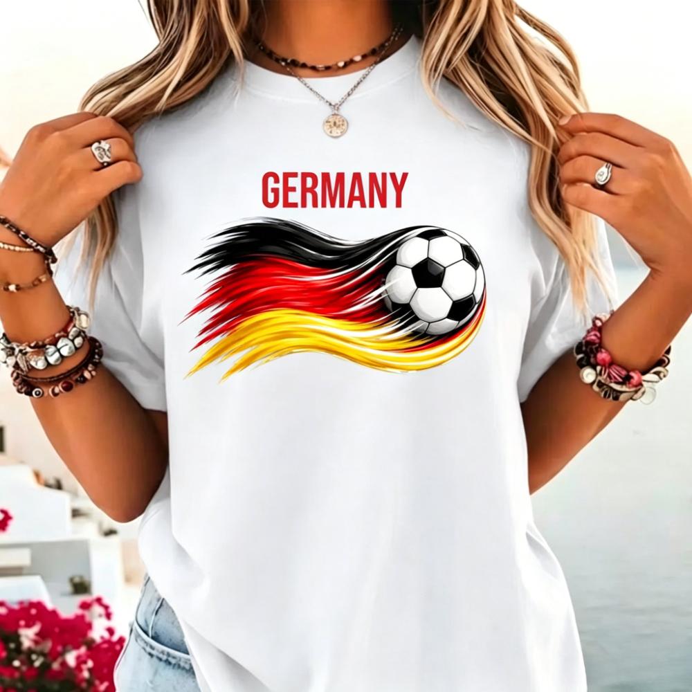 Germany Soccer Brush Stroke German National Flag Graphic TShirt Soccer Part Supplies Clothing Soccer Fans Men Women Cotton Tops