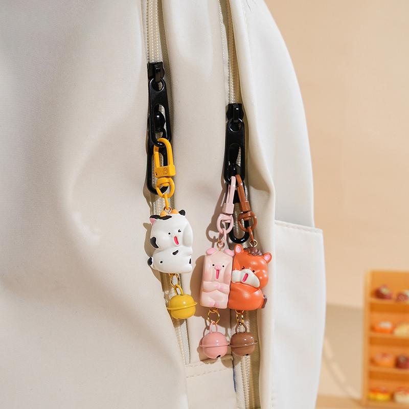 Magnetic Snap Keychain Set 3 Pcs Cartoon Resin Charms Portable Detachable Key Holders for Jacket Zipper Pendant Gift