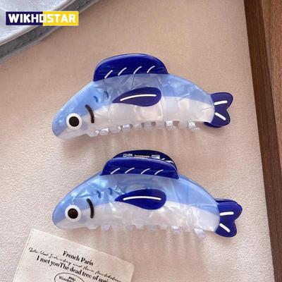 1Pcs Creative Ocean Sardine Hair Clip Cute Shark Texture Ponytail Holder Female Hair Ornament Clip
