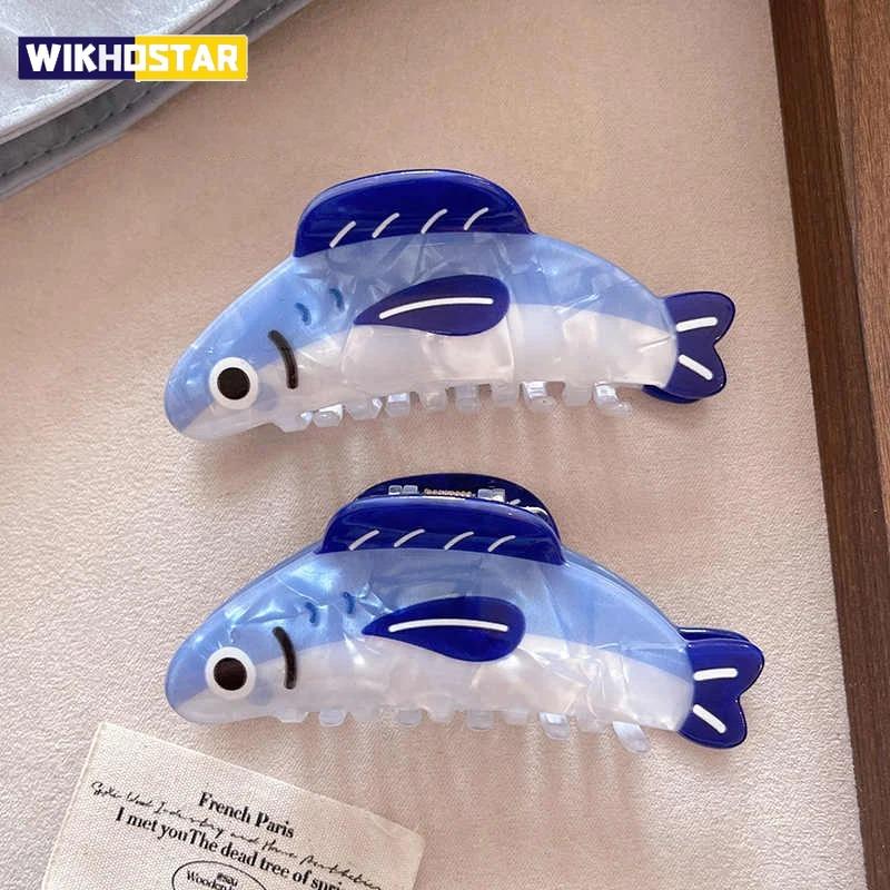 1 Stück Kreative Meeres-Sardinen-Haarspange Niedlicher Haargummi mit Haifischtextur Damen Haarschmuckspange