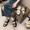 Muffin Thick-soled One-word Sandals Women's Summer New Belt Buckle Versatile Student Casual Roman Shoes