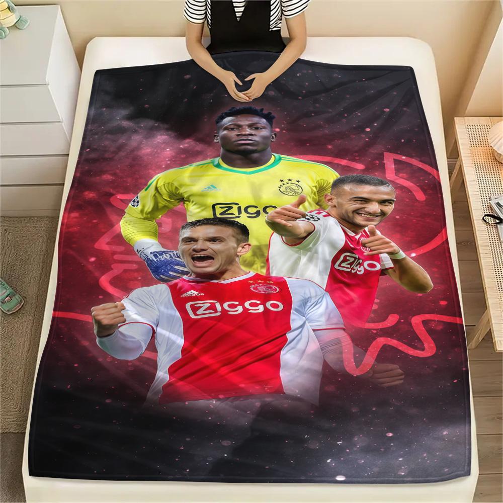 AFC Ajax Logo Print Flanelldecke, Hohe Qualität, Bequem für alle Jahreszeiten, Heimdekoration, Wärme und Komfort