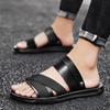 Men Casual Shoes Summer Beach Shoes Men Sandals Leather Black Sandals for Men Outdoor Soft Casual Shoes Flats Shoes Men Slipper