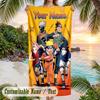 Naruto Beach Towel, Personalized Custom Name Text, Quick Dry Large Absorbent Towel For Beach Pool
