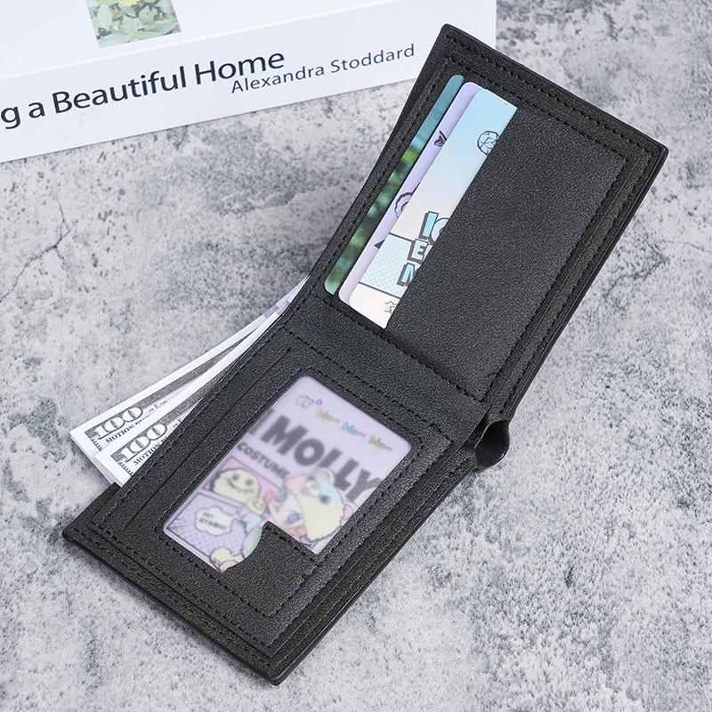 New Men's Wallet Short Wallet Young Men's Fashion and Leisure Plaid Multi-card Thin Soft Wallet Coin Purse
