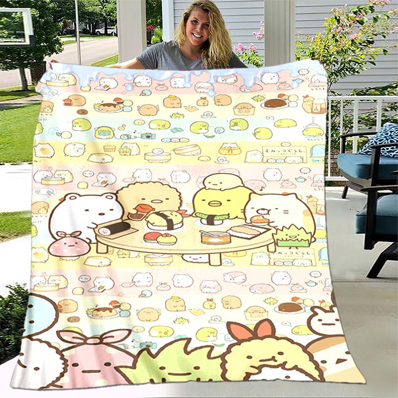 1pc Blanket Sumikko Gurashi2 Print Design, Lightweight Blanket for Sofa, Bed- Soft &Warm, Gift for All Seasons like Christmas, Halloween