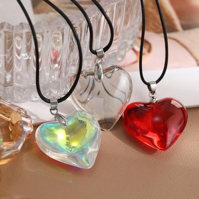 Collana a Forma di Cuore d'Amore Estetica Anni 2000 Y2K per Donna Moda Grunge Hip Hop Ciondoli a Forma di Cuore Rosa Collane Regalo Rave per Ragazza Gioielli
