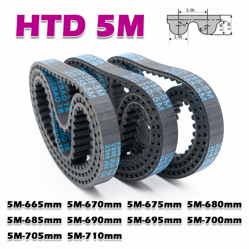 HTD 5M Closed Loop Timing Belt Rubber Perimeter HTD5M 665 670 675 680 685 690 695 700 705 710mm Width 10~50mm CNC Transmission