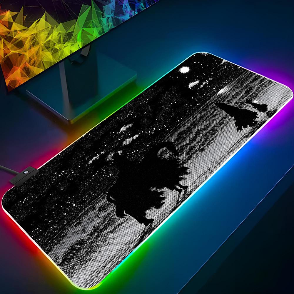Anime Berserk Mouse Pad Gaming Diy Printing Rgb Mousepad Backlit Keyboard Gamer Girl Xxl Laptop Mat Table Pads Deskpad