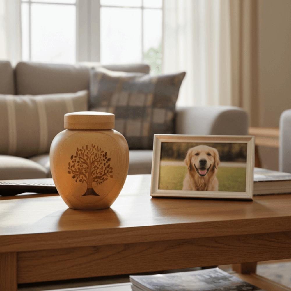 Bamboo Mini Pet Urn Tree Patterns Pet Commemorative Box Dog Keepsake Urns Memorial Gift