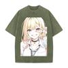 Kitagawa Marin Print T-shirt Anime My Dress Up Darling Clothing Men Women Cotton Tshirts Vintage Washed T Shirt Loose Streetwear