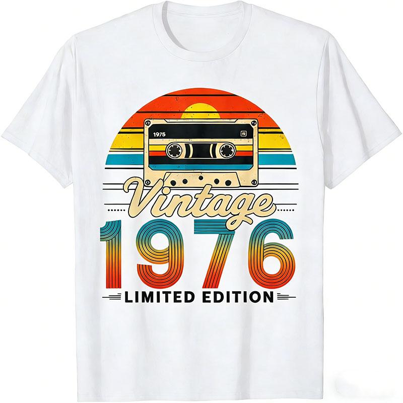 50 Years Old Gifts Vintage Born In 1976 Retro 50th Birthday TShirt Funny  Y2k Clothes Street Fashion Graphic T Shirts Cotton