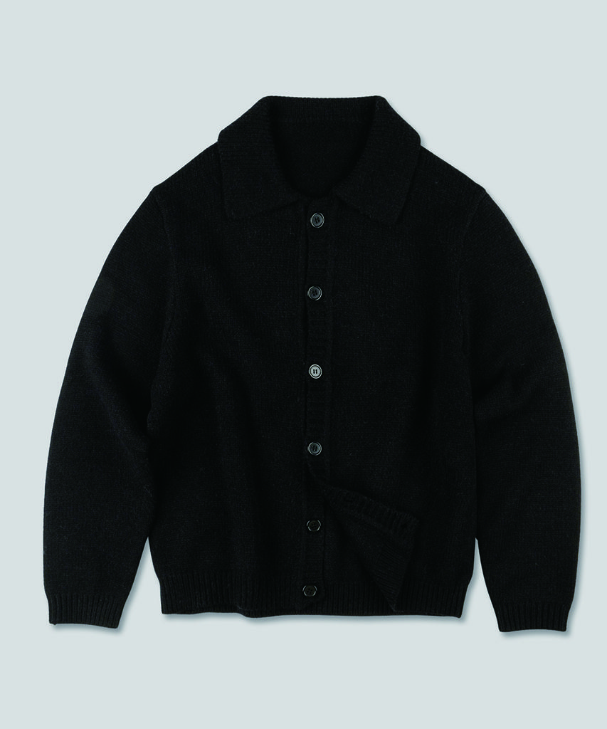GRAPH PLATFORM Minimal Ribbed Collar Cardigan