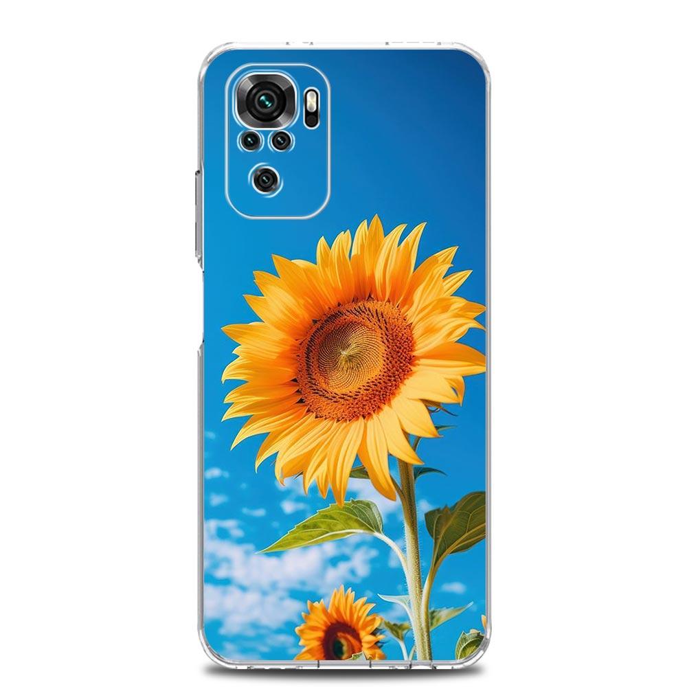 Phone Case For Xiaomi Redmi Note 14 13 12 4G 9S 9 10 11 Pro Plus 5G 14C 13C 12C 10C 9A Soft TPU Cover Beautiful Yellow Sunflower