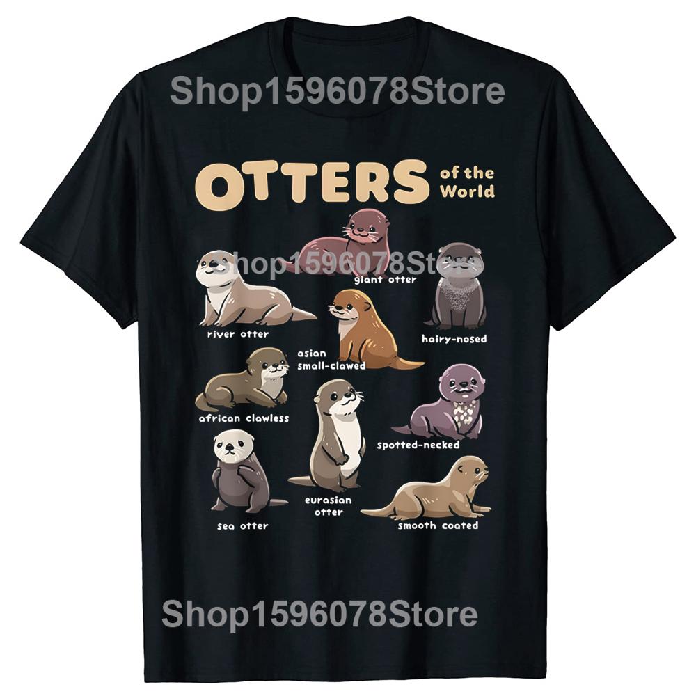 Otter Sea Animals of the World Educational Tshirts Unisex Womens Fashion Casual Tshirt 100 Cotton Loose Oversized T Shirt Summer