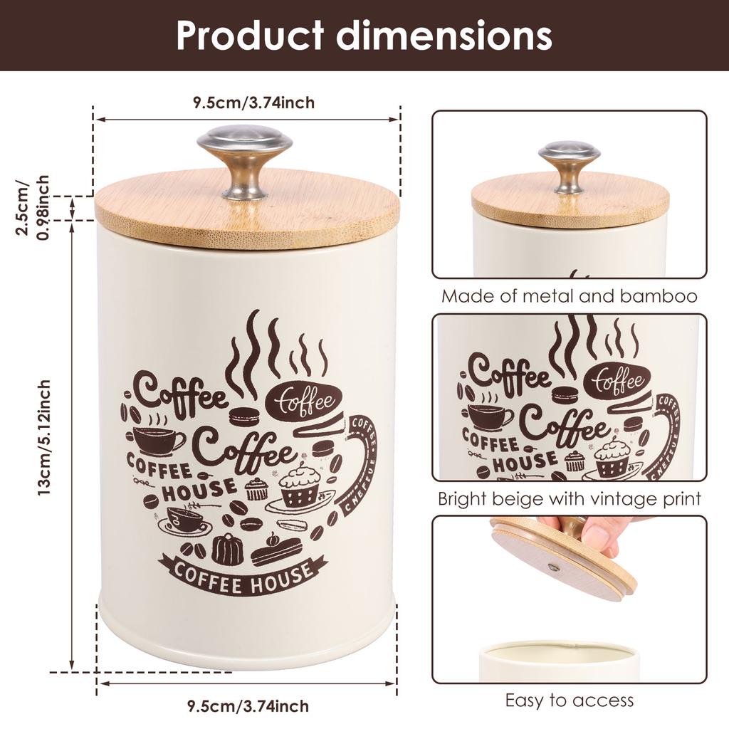3Pcs Kitchen Coffee Sugar Tea Canister Vintage Metal Food Storage Box Multigrain Tank Bottle Dried Fruit Tea Storage Containers