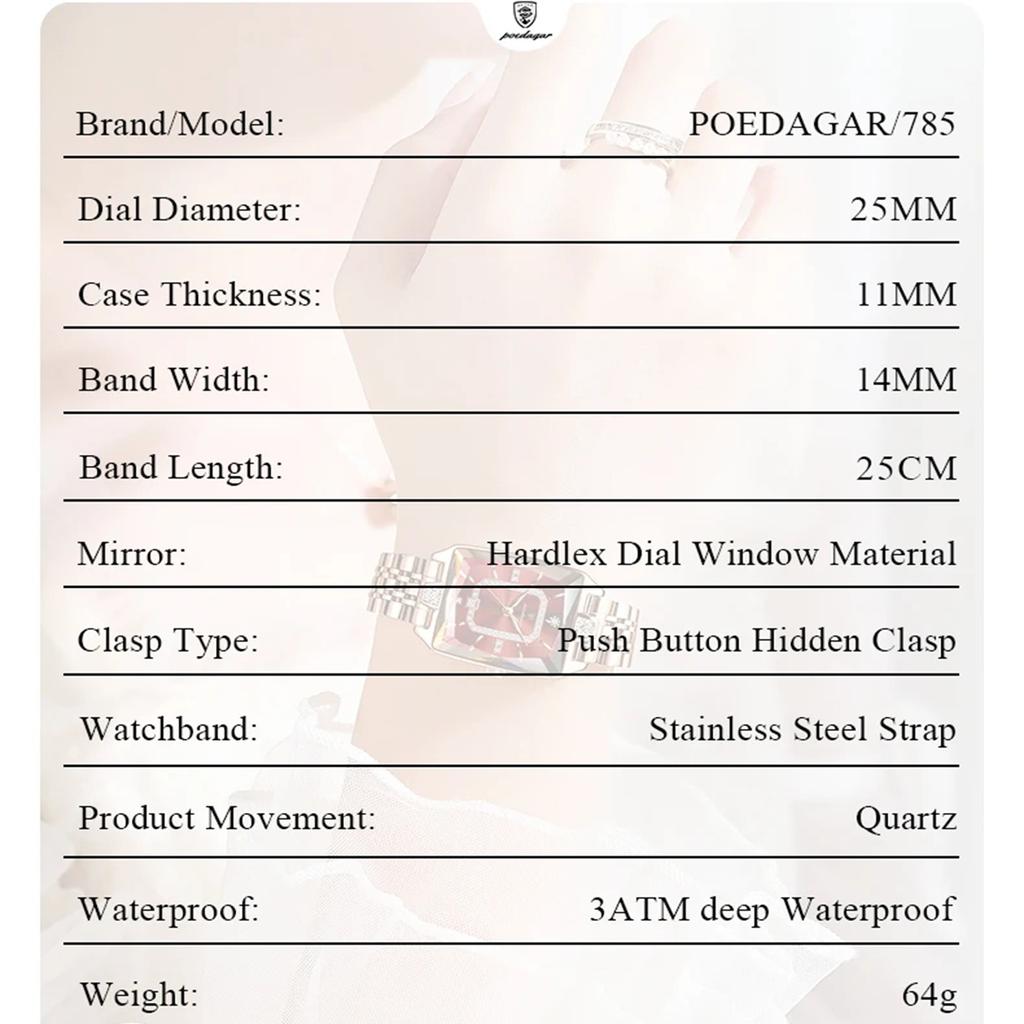 POEDAGAR Women Watch Waterproof Date Fashion Women's Watches Luxury Stainless Steel Quartz Ladies Wristwatch
