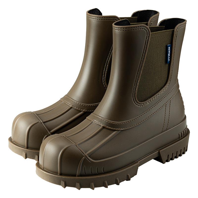 Rubber Boots for Women Fashion Elastic Rain Shoes New Low Rain Boots Chelsea Waterproof Non Slip Thick Soled Rain Boots Woman