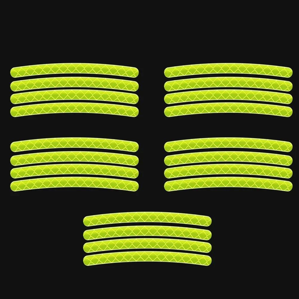 20pcs Car Wheel Hub Reflective Sticker Tire Rim Reflective Strips Luminous for Night Driving Car Bike Motorcycle Wheel Stickers