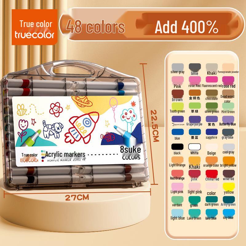 Non-Bleeding True Color Watercolor Marker Pens for Kindergarten Art - Safe & Stackable Acrylic Brushes