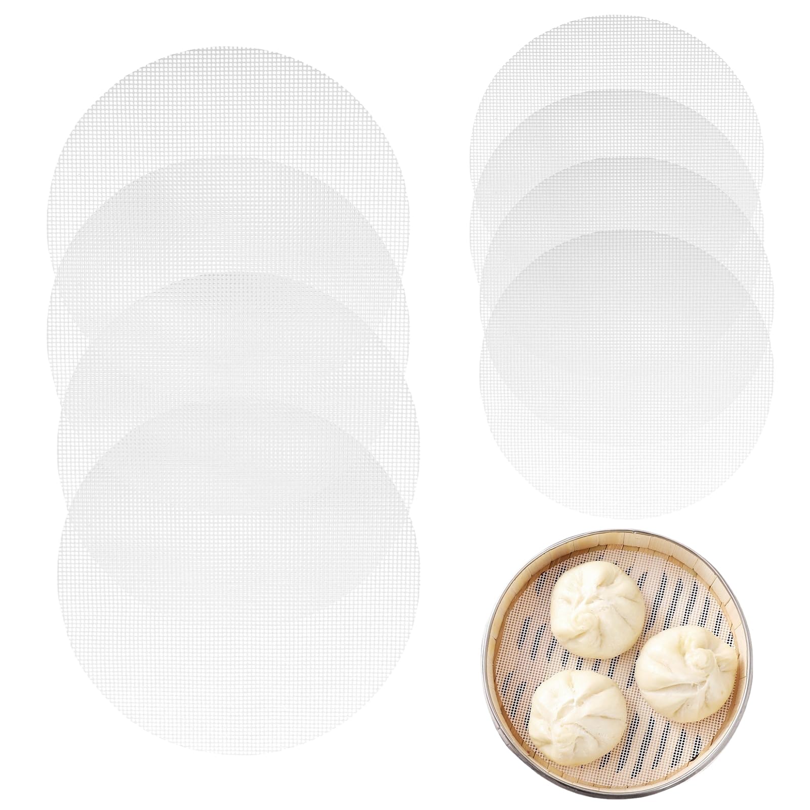 

Getrays Steamer Set Round Cutout Steamer Highly Heat for Dim Steamed and Dumplings Liners, Food-Grade Silicone, 8-Piece [20cm & 24cm], Liners,