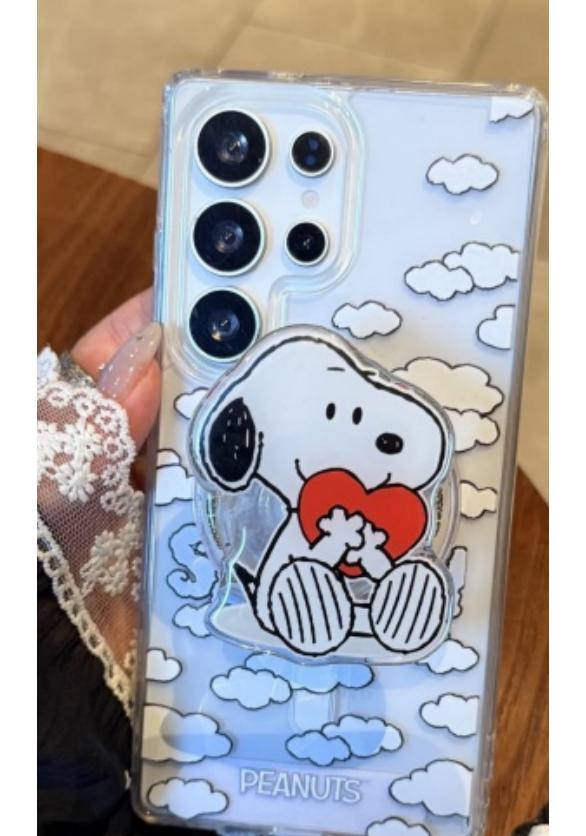 Cute Cloud Cartoon Funny Snoopy Charlie Brown Phone Case ForSamsung S22 S23 S22 S24 S25 Ultra Snoopy Shockproof Magnetic Holder