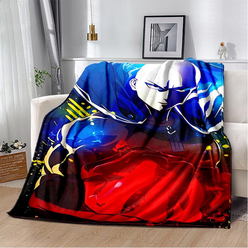 3D One Punch Man Saitama Cartoon Anime Soft Blanket,Soft Throw Blanket for Home Bedroom Bed Sofa Travel Cover Child Gift
