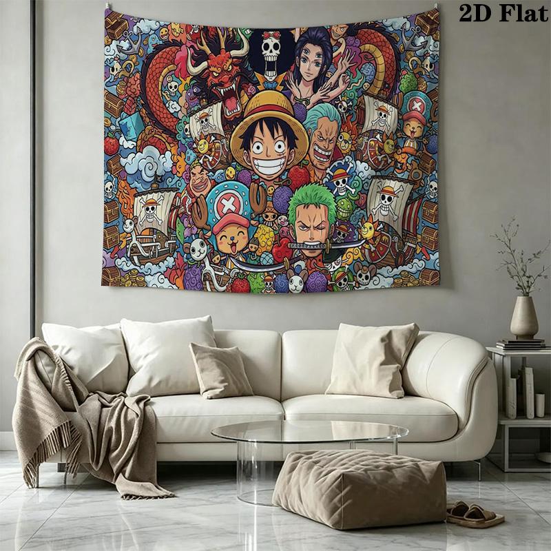 Anime One-Piece Wall Tapestry Aesthetic Wall Hanging Printed Fabric Blanket Decorative Tapestries for Bedroom Living Room Home Decor