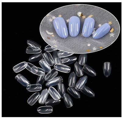 NPAH Short Oval False Nails 500Pcs 10Sizes Full Cover Acrylic Nail Tips For Art Nail Design (Clear,1C)