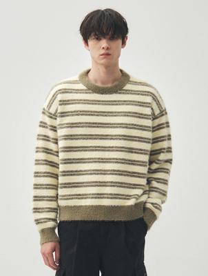 MINAV Hairy Stripe Knit [Olive]