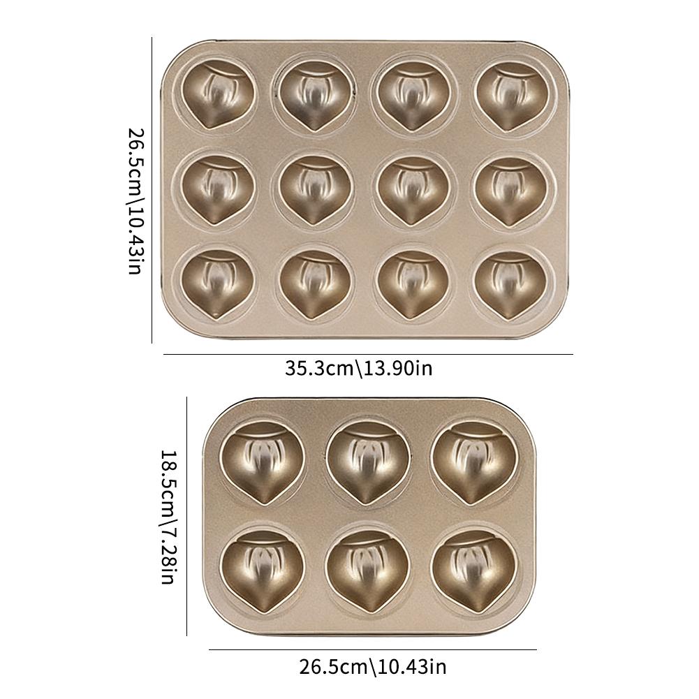 Carbon Steel Chestnut Shaped Baking Pan Muffin Pan With 6/12 Cavities Non-Stick Cake Chocolate Bread Kitchen Mold Shell Gadget