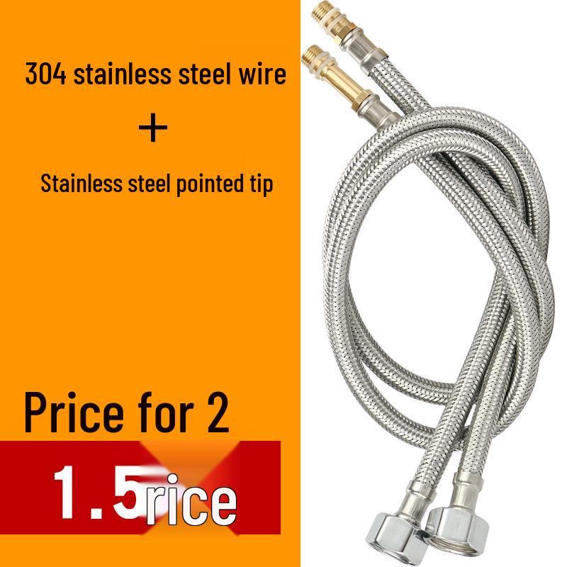 304 Stainless Steel Braided Flexible Hose for Kitchen Faucet - Hot/Cold Inlet Pipe