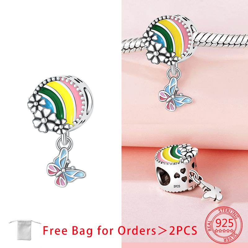 Original Charms Copper Blue Butterfly Butterfly Series Beads Pendant Fit Diy Bracelet Jewelry For Women Fine Gift Accessory