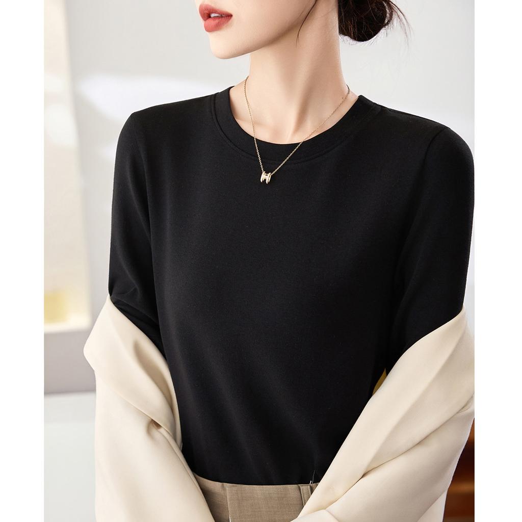 Modal cotton round neck medium-sleeved women's half-sleeved inner bottoming shirt early autumn new five-quarter-sleeved outer top