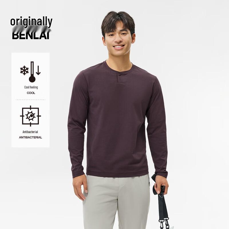 Benlai Men's Antibacterial Cooling Henley Long Sleeve T-shirt BRM450006