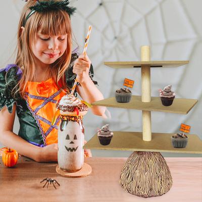 Halloween Broom Cupcake Stand 3 Tiers Snake Bowl Cake Dessert Pastry Holder Tiered Severing Tray Display Rack Tower Decoration Festival Party Supplies