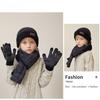 Barnelue Skjerf Hansker Tredelt Vinter Gutter Utendørs Varm Fleece Strikket Ullue