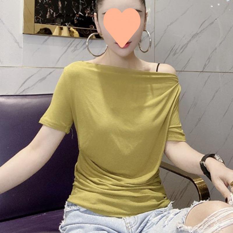 Elegant Asymmetrical One-Shoulder Slimming Top for Women - Summer 2022 L (Around 118 lbs)