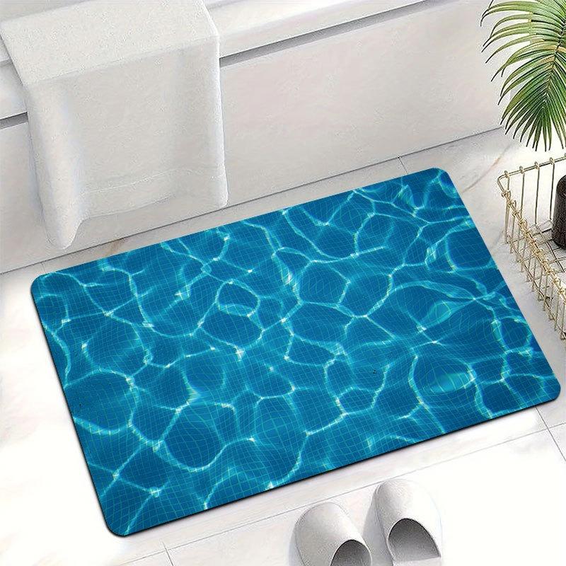 Blue Ocean Wave Pattern Bath Mat Soft Absorbent Doormat for Bathroom Entrance Waterproof Floor Mat Home Comfort Decor Rug