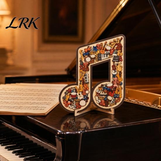 Precision Cut Wood Puzzle Musical Note Wooden Decoration, Instrument Jigsaw Puzzle, Decoration Family Night Challenge Game, Gift for Kids Adults Game