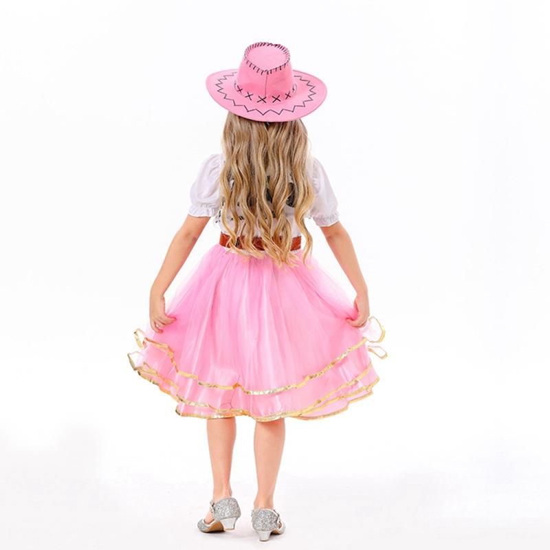 3-8 Years Kids Girls Cowboy Style Dress Halloween Party Dress