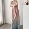 Holiday wind gradual change color anti bumps suspender nightdress women summer sweet with chest pad advanced sense can wear cotton silk skirt